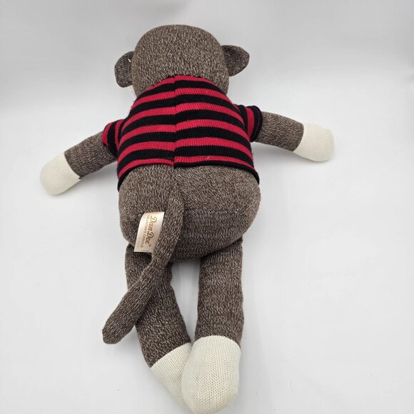 Dan Dee Sock Monkey Plush "Talk Nerdy To Me" 22" Wearing Glasses & Striped Shirt - Picture 2 of 6